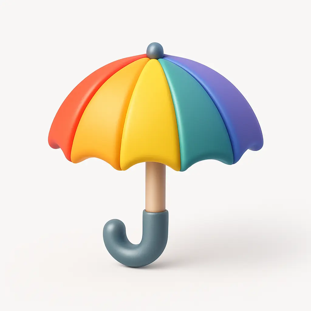 3D Airbnb style icon template rainbow umbrella