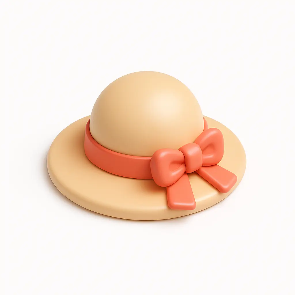 3D Airbnb style icon template sunhat with ribbon