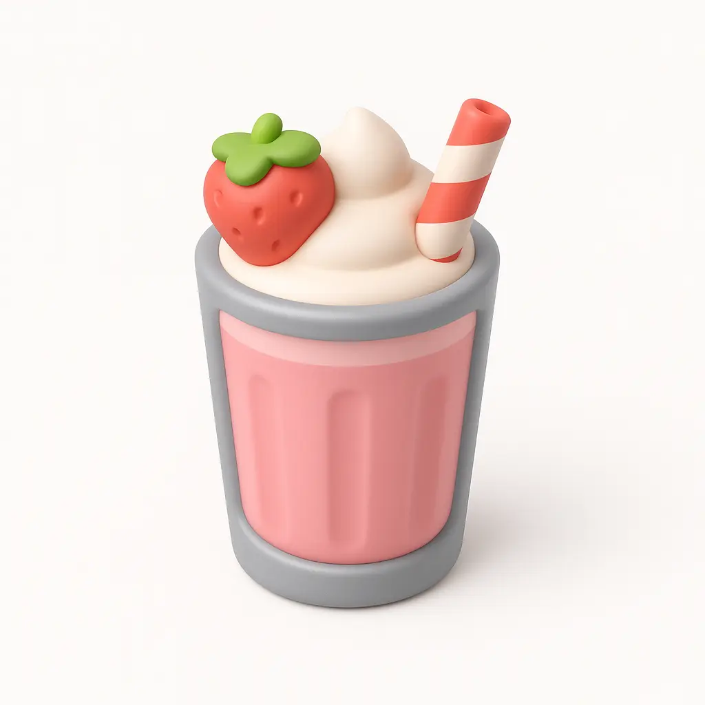3D Airbnb style icon template strawberry milkshake