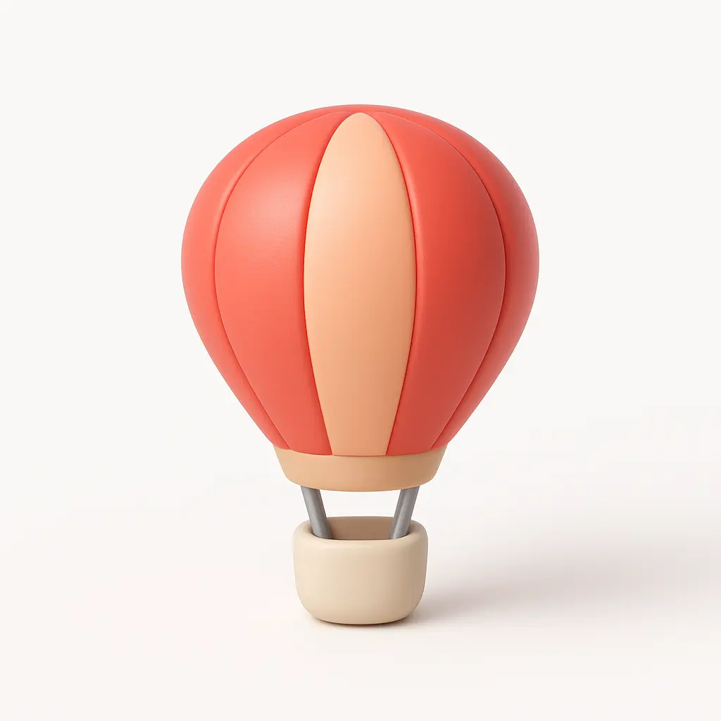 3D Airbnb style icon template striped hot air balloon