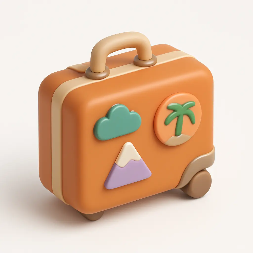 3D Airbnb style icon template retro suitcase
