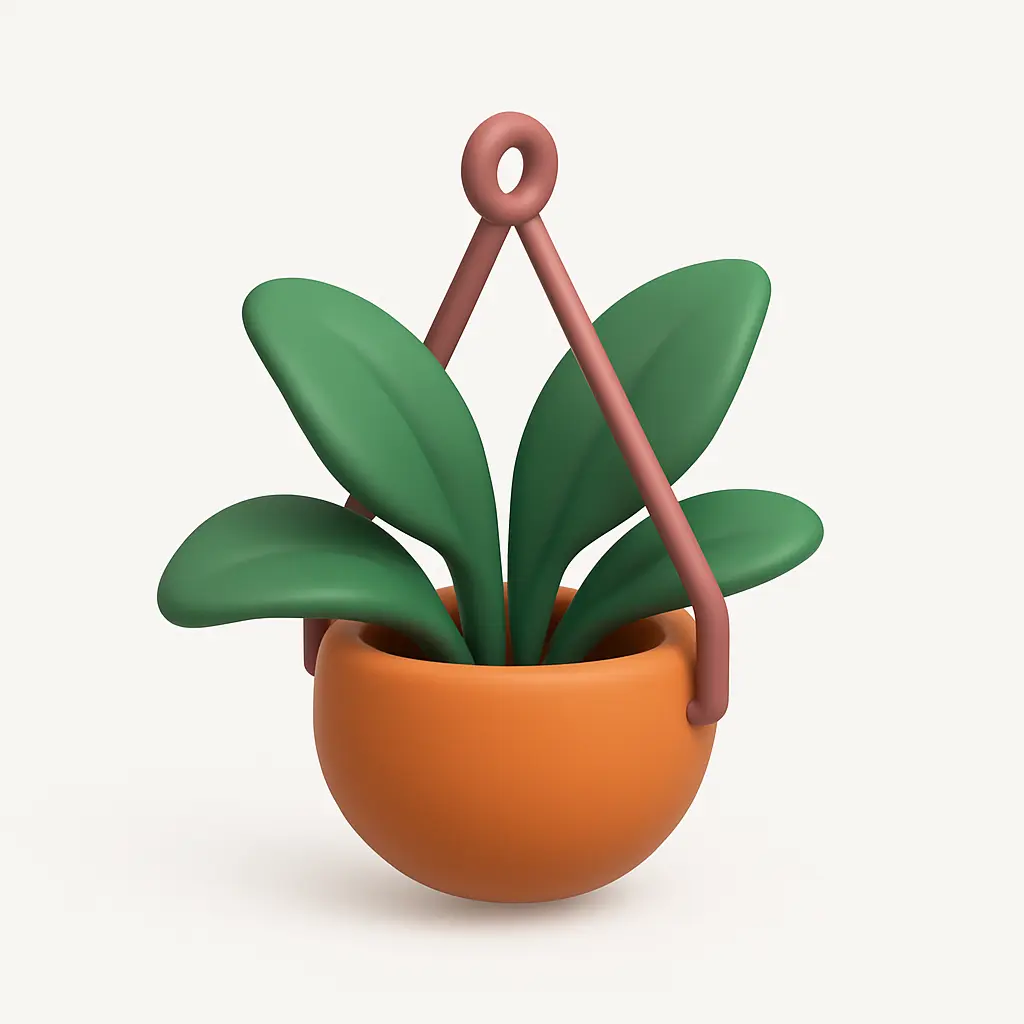 3D Airbnb style icon template hanging houseplant