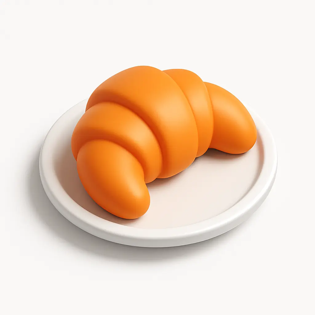 3D Airbnb style icon template croissant on plate