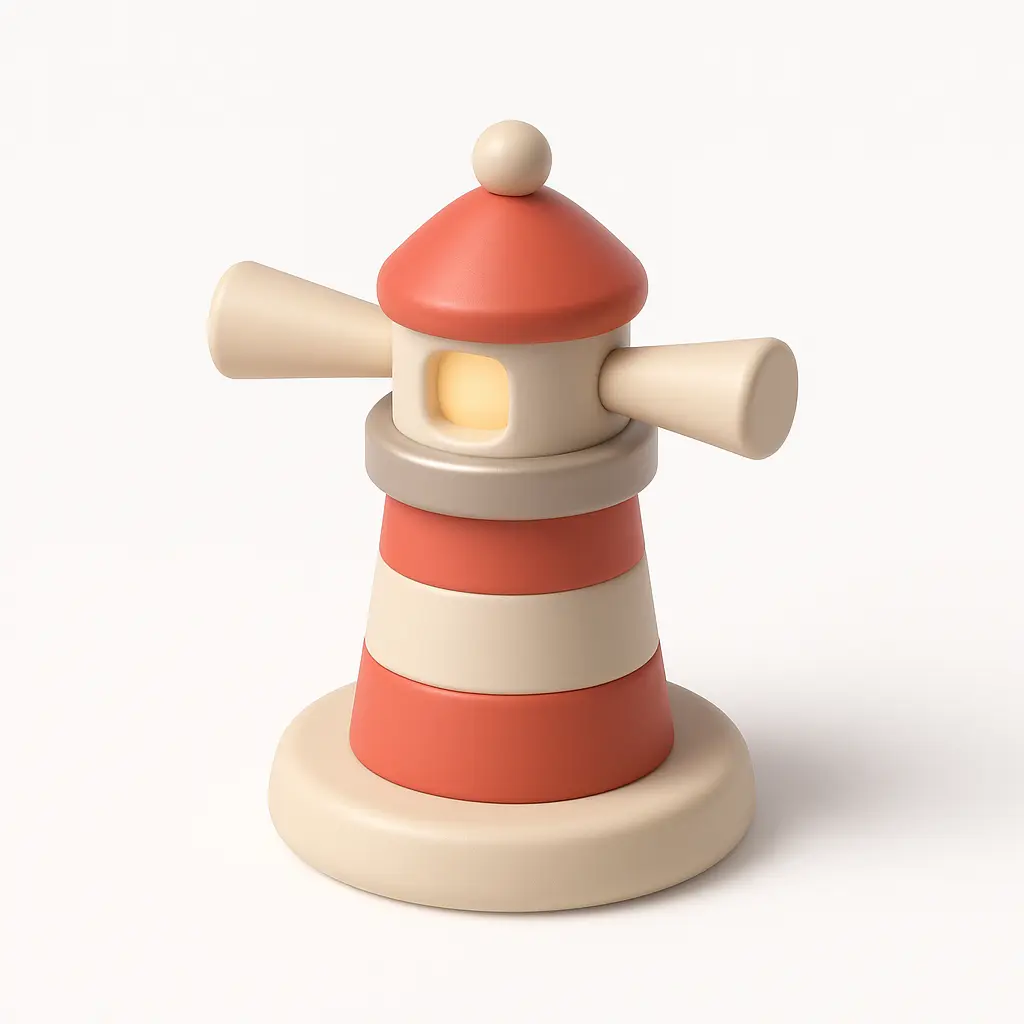 3D Airbnb style icon template striped lighthouse