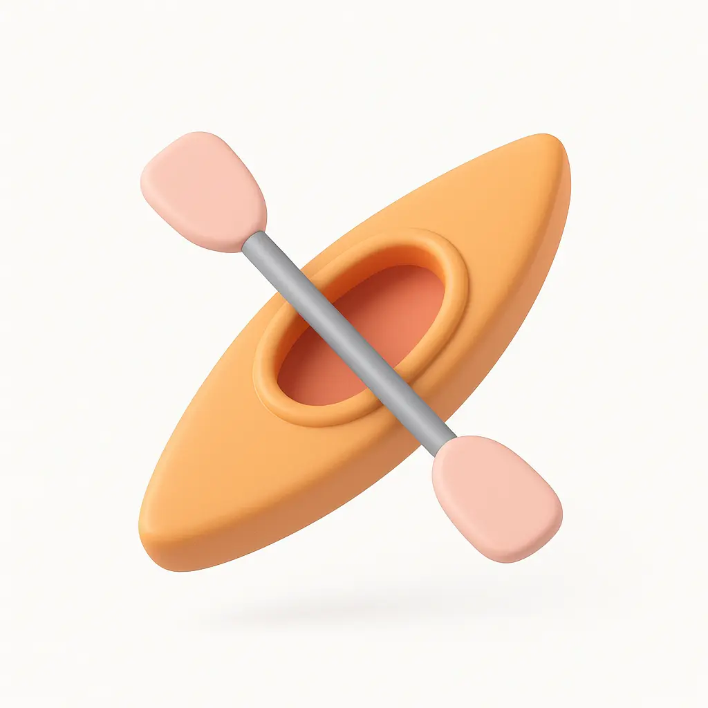 3D Airbnb style icon template kayak with paddle