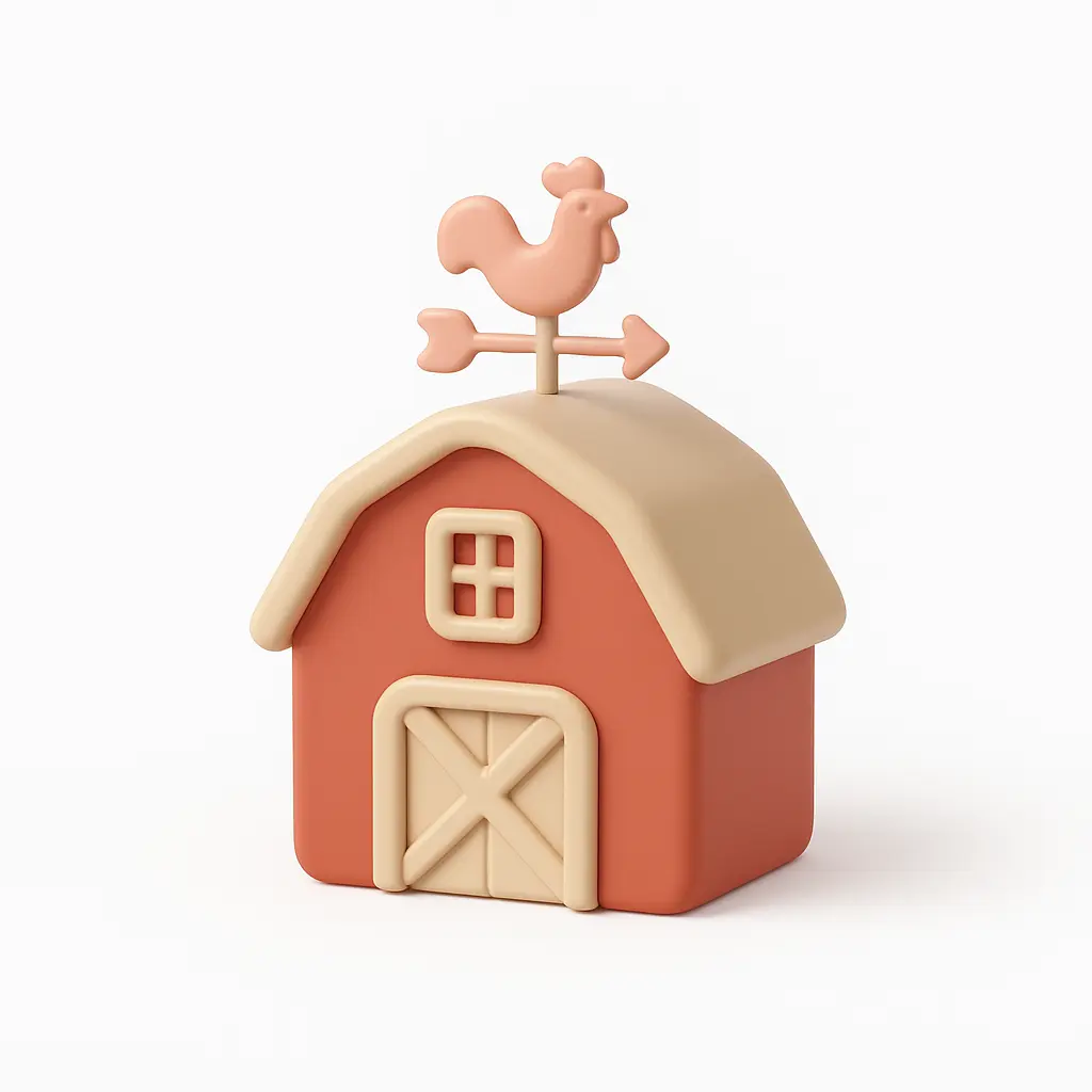 3D Airbnb style icon template rustic barn