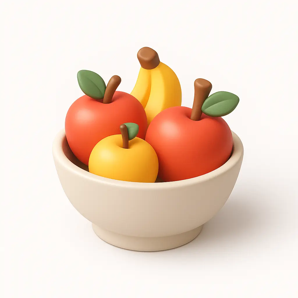 3D Airbnb style icon template bowl of fruit