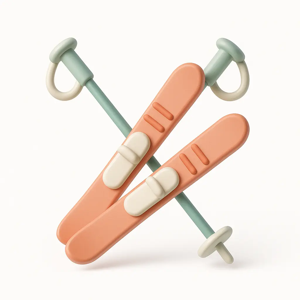 3D Airbnb style icon template skis with poles