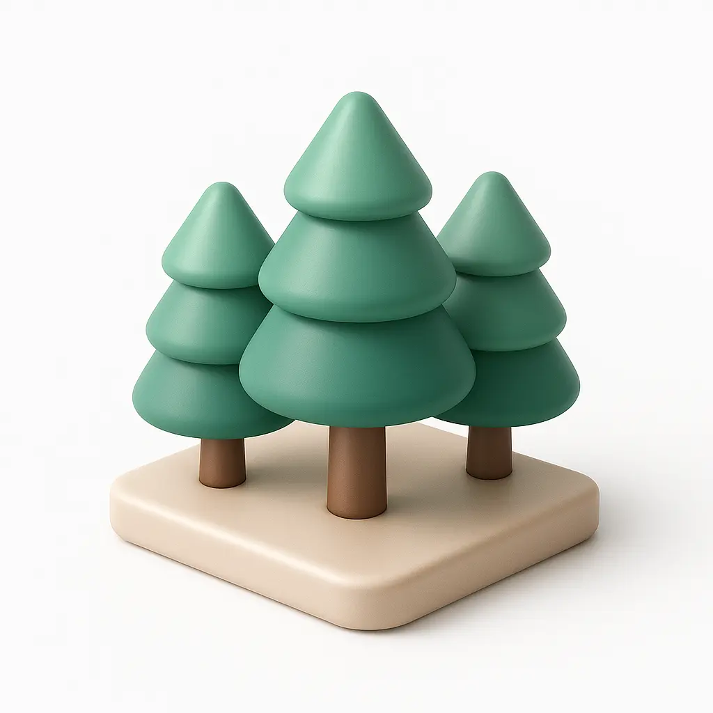 3D Airbnb style icon template pine forest trees