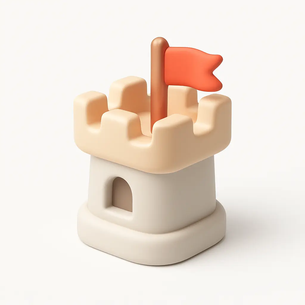 3D Airbnb style icon template castle turret flag