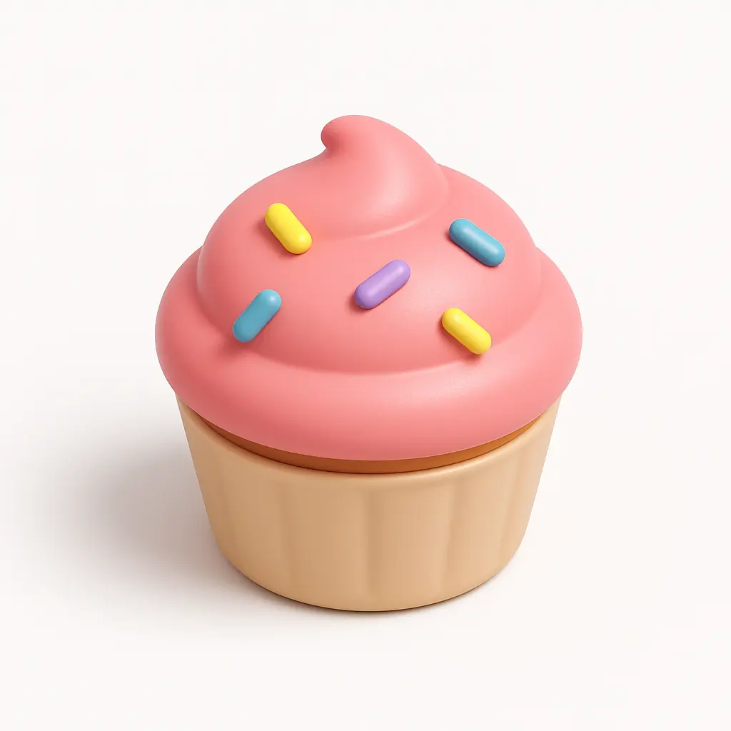3D Airbnb style icon template cupcake pink frosting