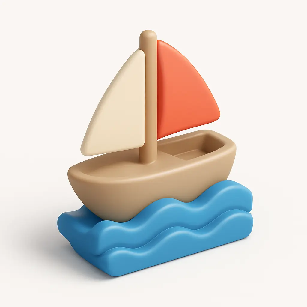 3D Airbnb style icon template sailboat on waves