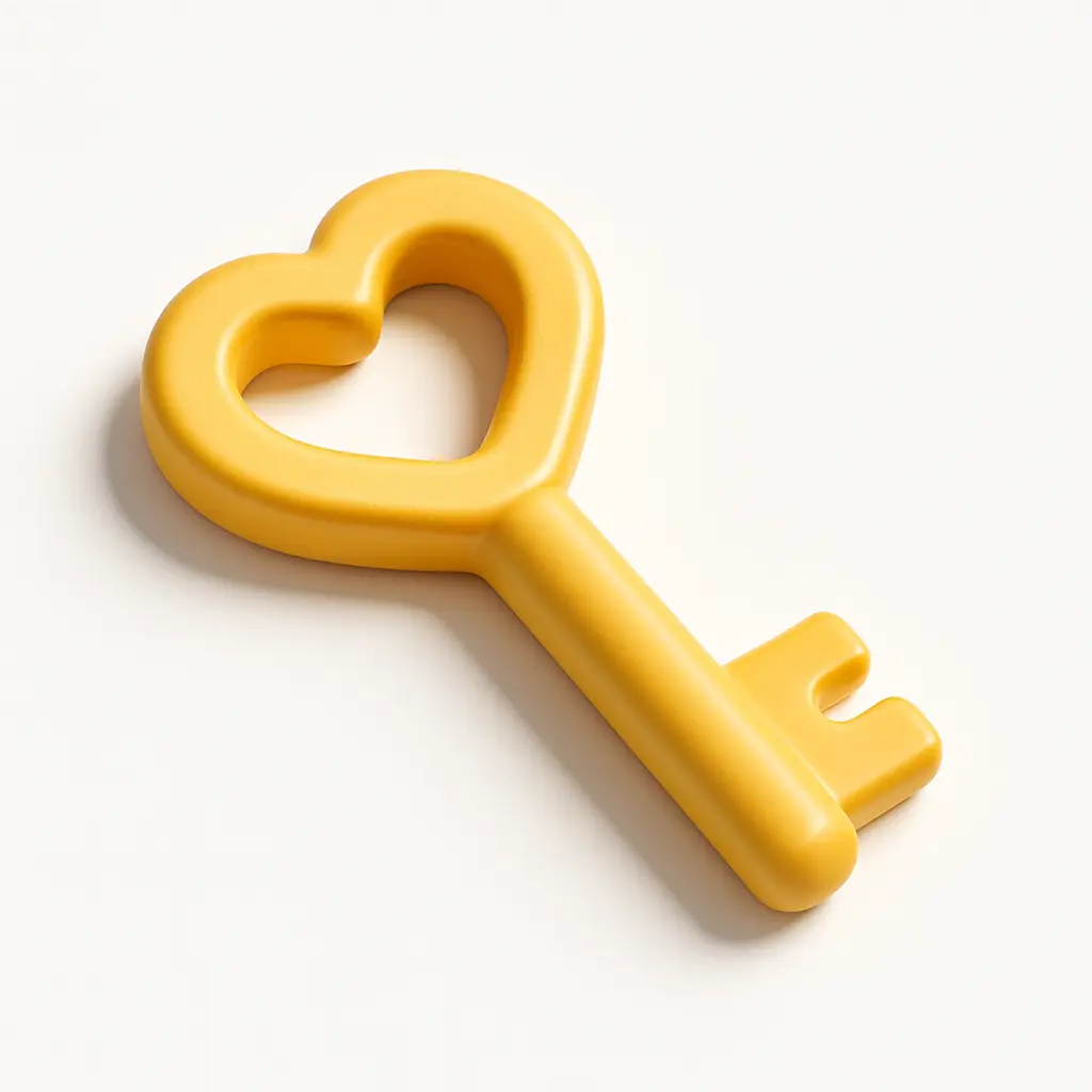 3D Airbnb style icon template golden key heart bow