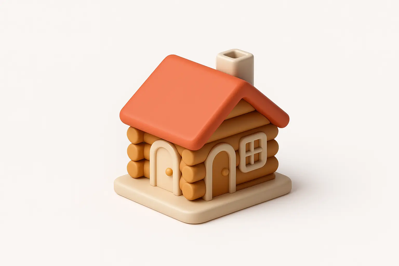 3D Airbnb style icon template of a log cabin