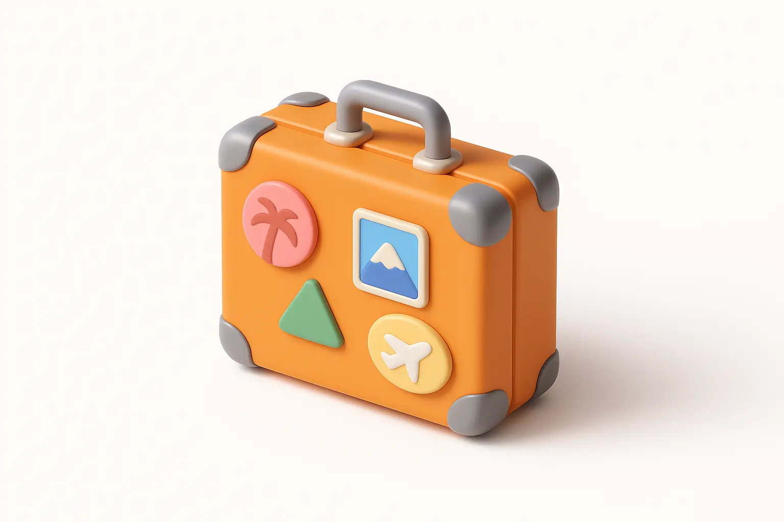 3D Airbnb style icon template retro suitcase