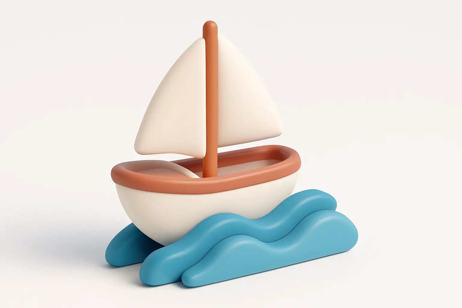 3D Airbnb style icon template sailboat on waves
