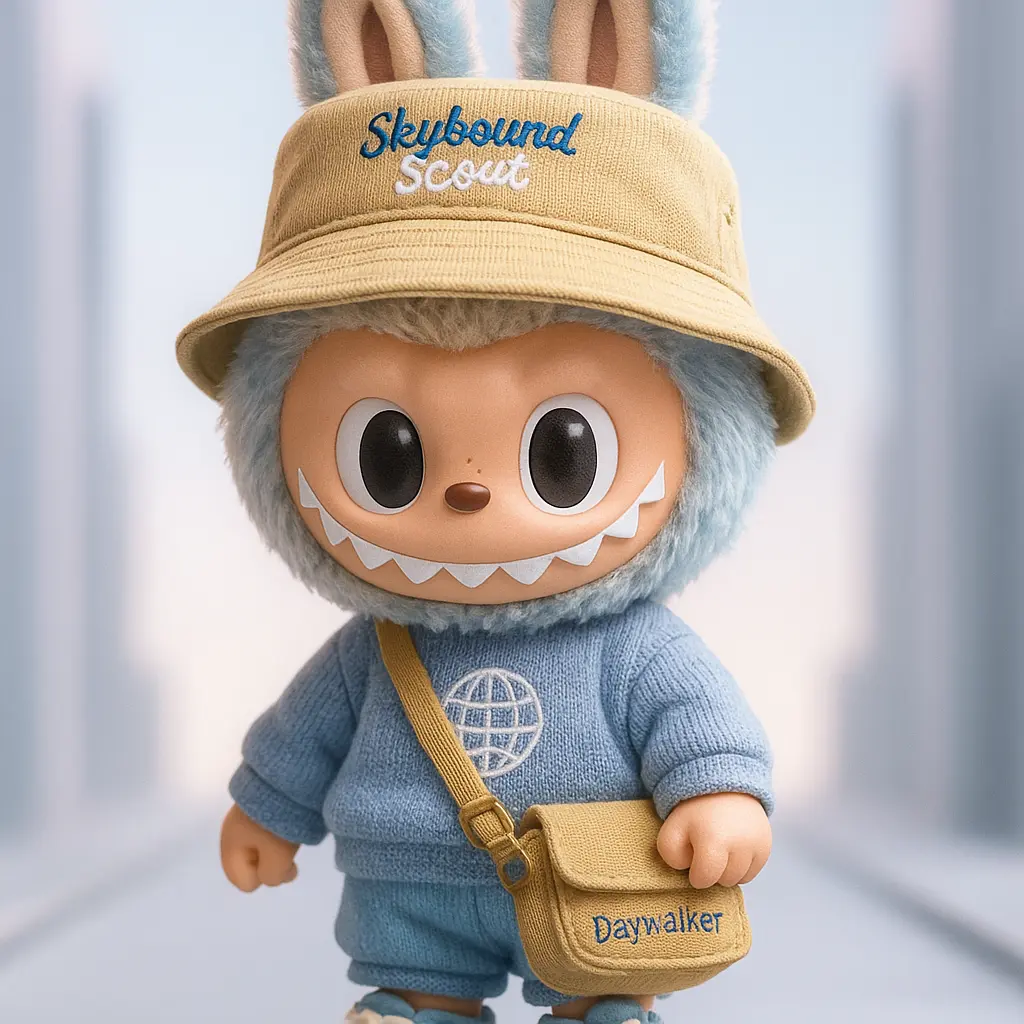 Labubu Wallpaper template, collectible toy figure with pastel theme
