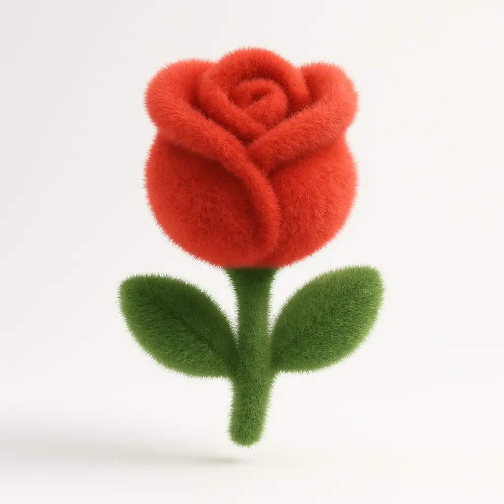 Fluffy rose icon with 3D effect
