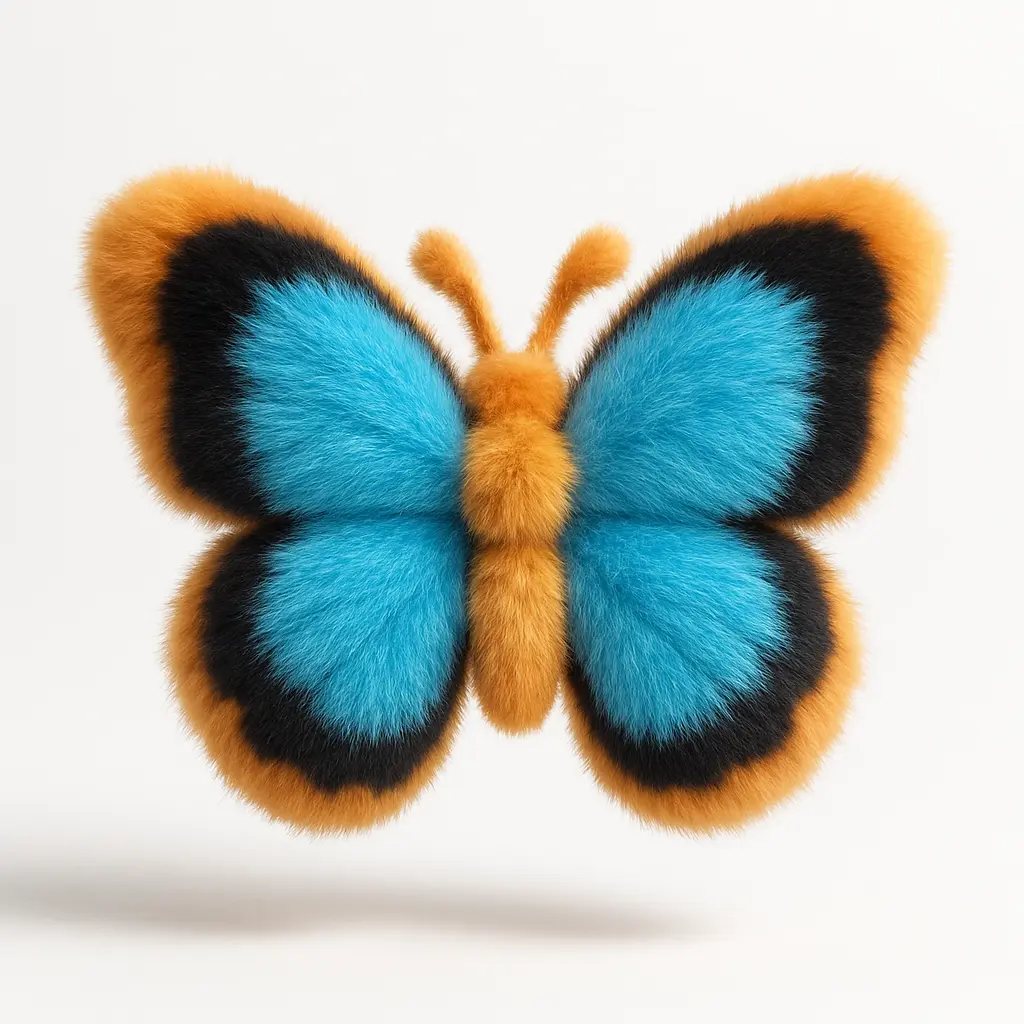 Fluffy butterfly icon with 3D effect