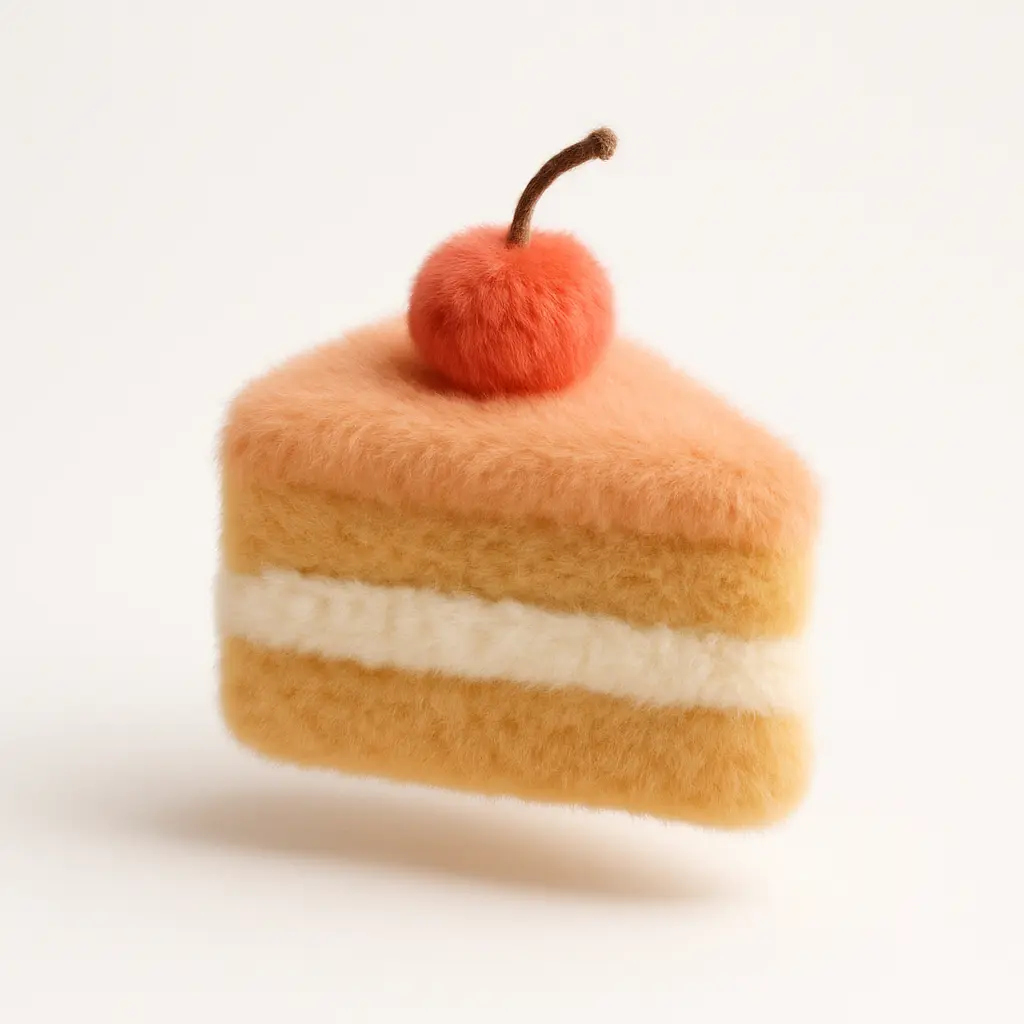 Fluffy cake icon with 3D visualization