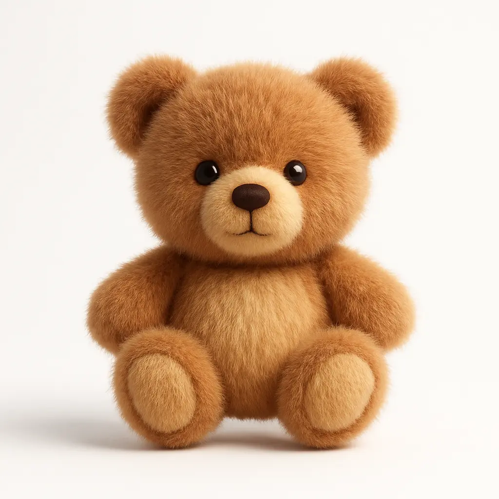 Fluffy teddy bear icon in 3D style