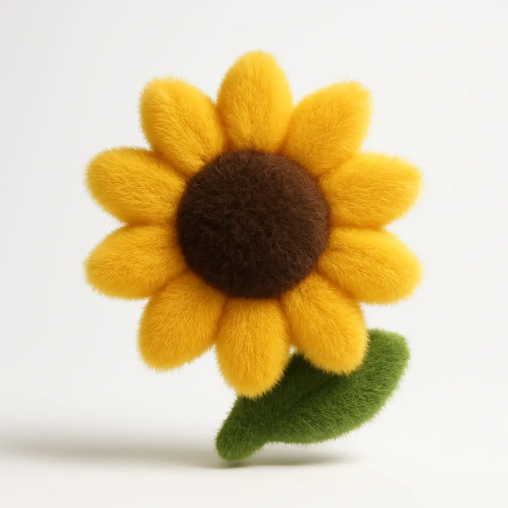 Fluffy sunflower icon with 3D quality