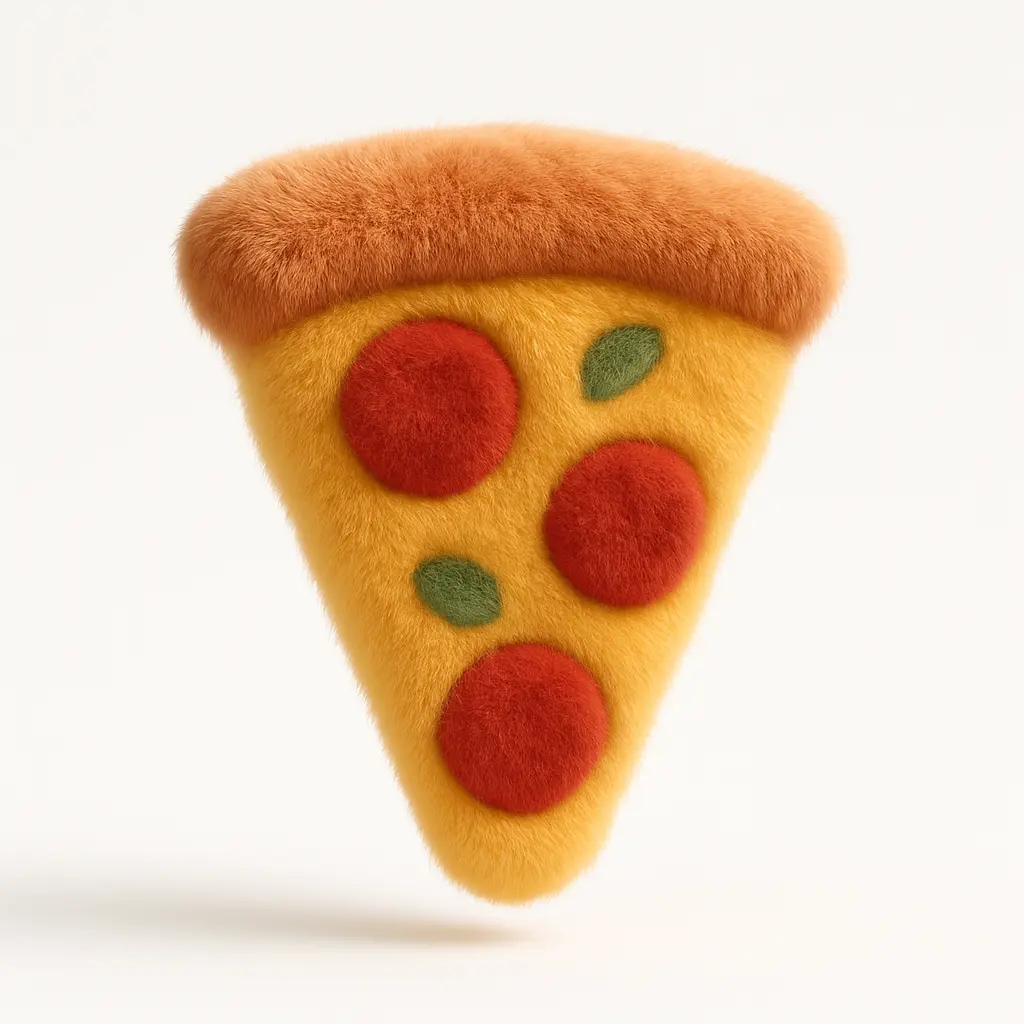 Fluffy pizza slice icon with 3D look