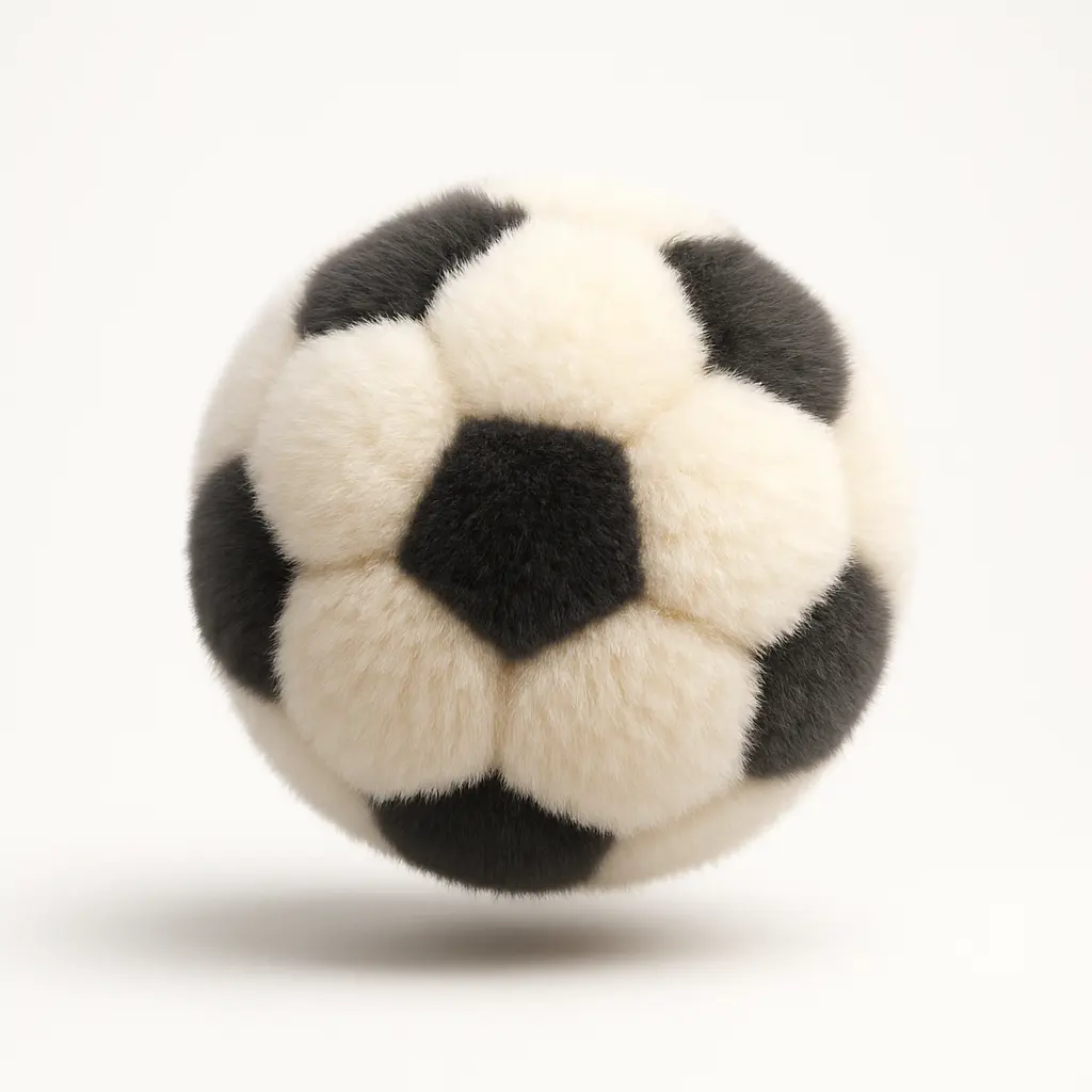 Fluffy soccer ball icon 3D visualization