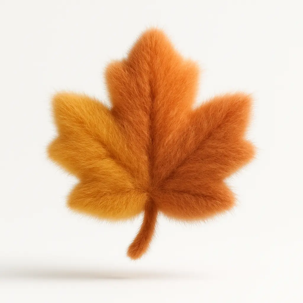 Fluffy autumn leaf icon with 3D effect