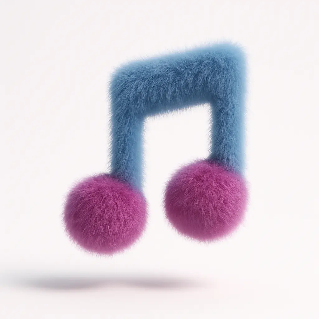 Fluffy music note icon 3D effect