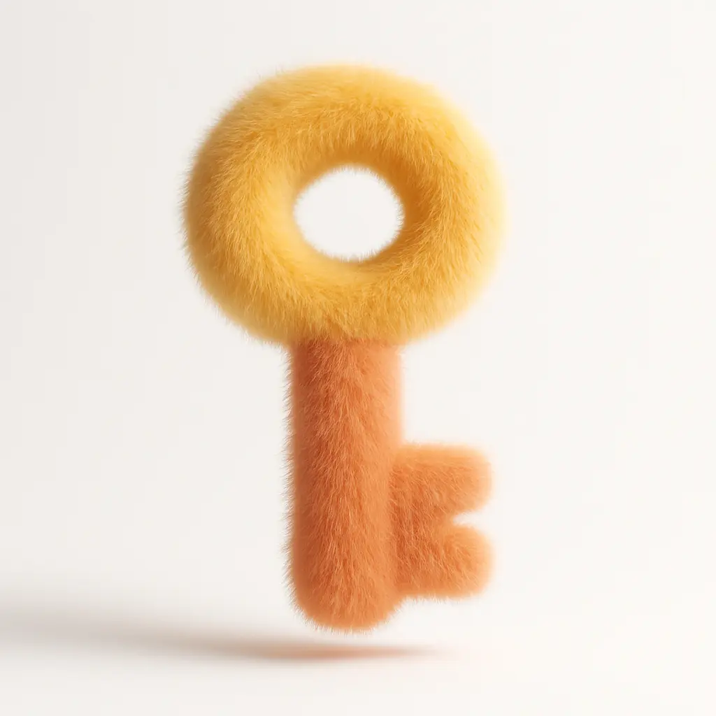 Fluffy key icon 3D appearance