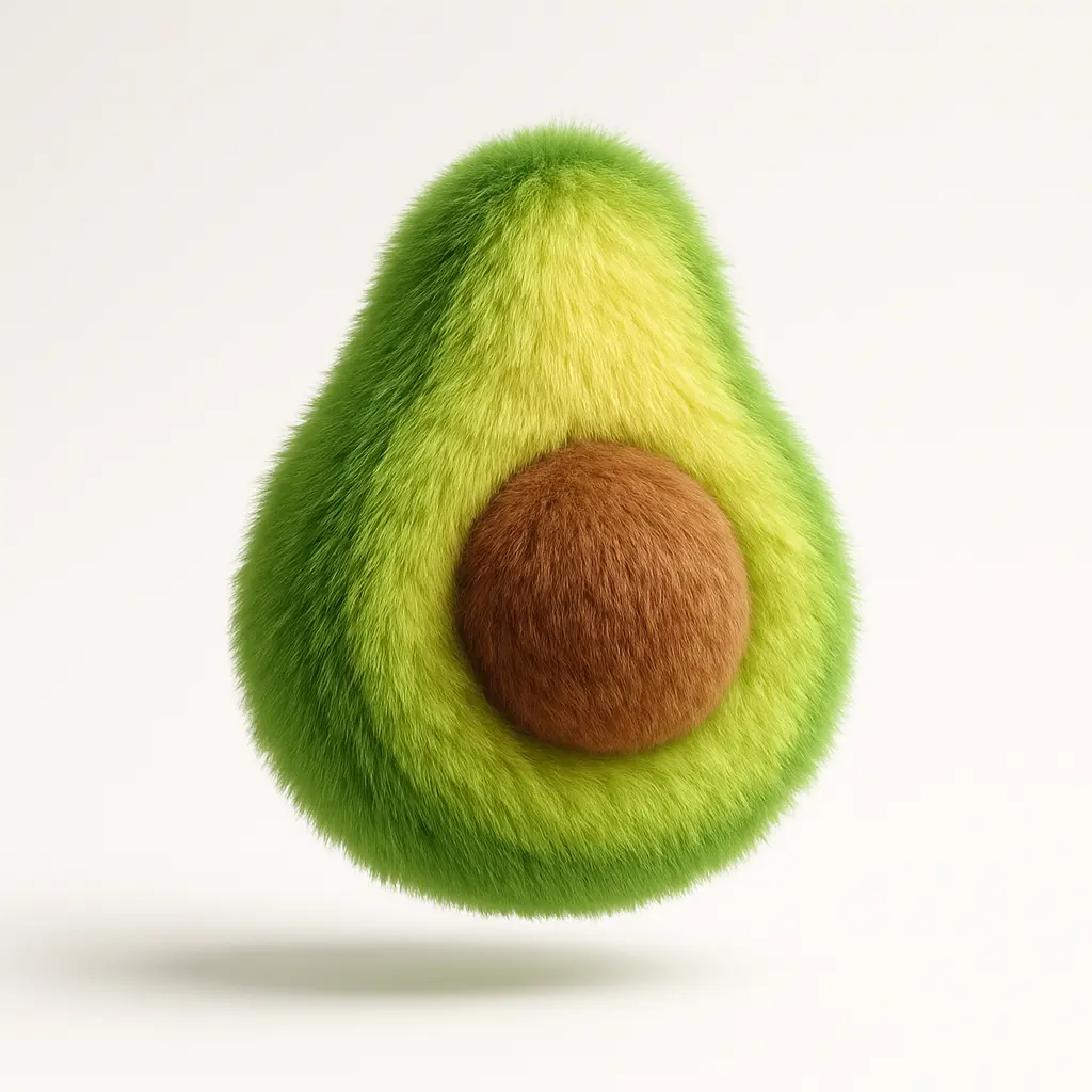 Fluffy avocado icon 3D rendering