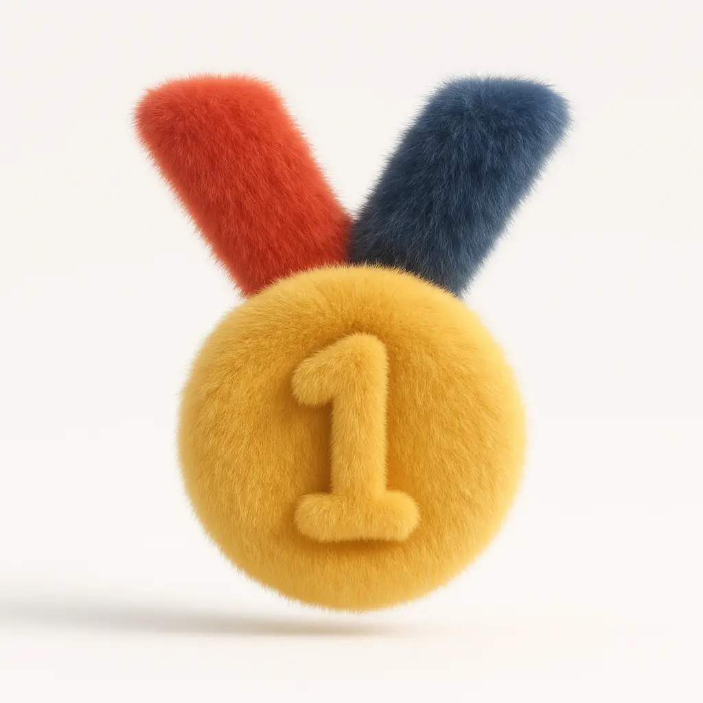 Fluffy gold medal icon in 3D
