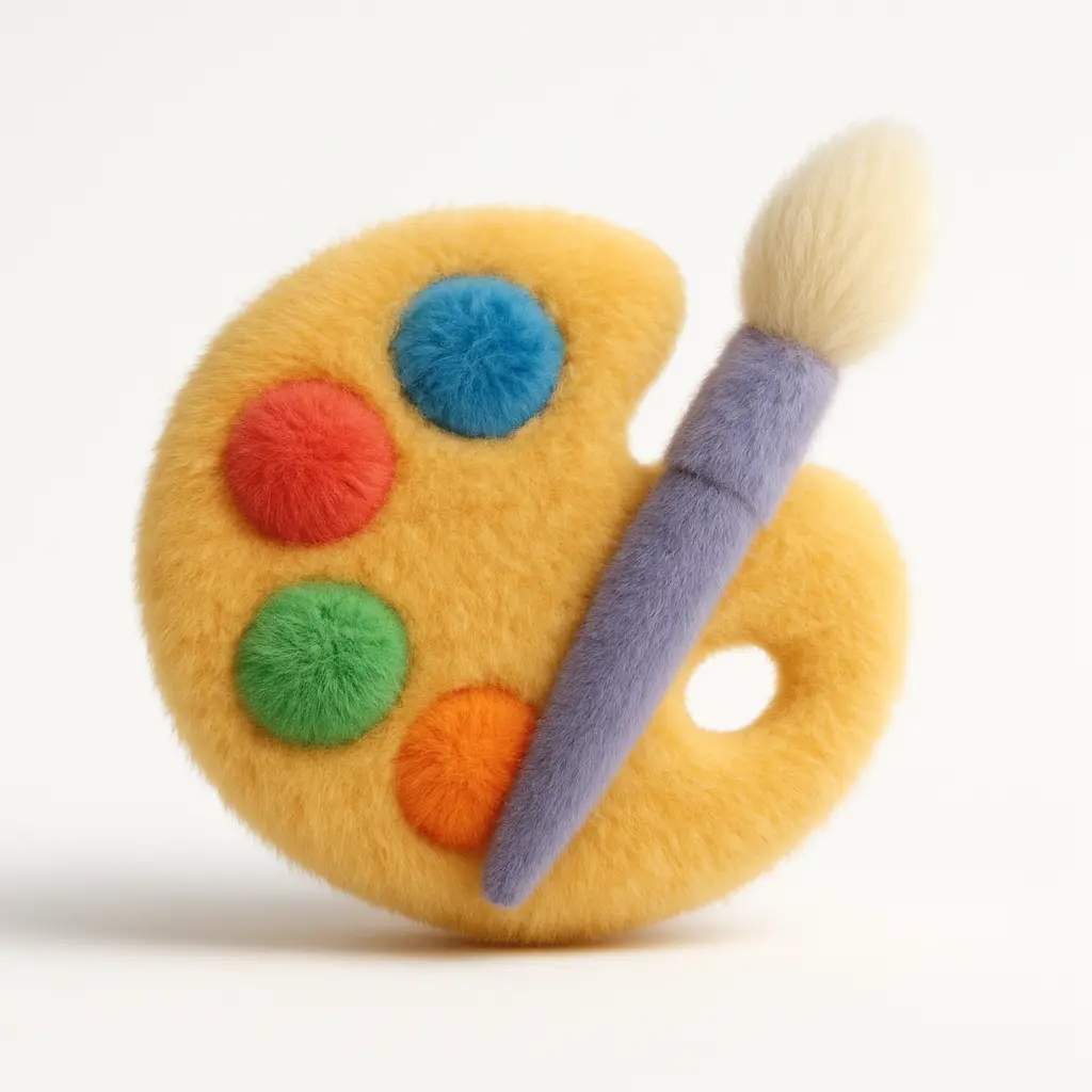 Fluffy artist palette icon 3D view