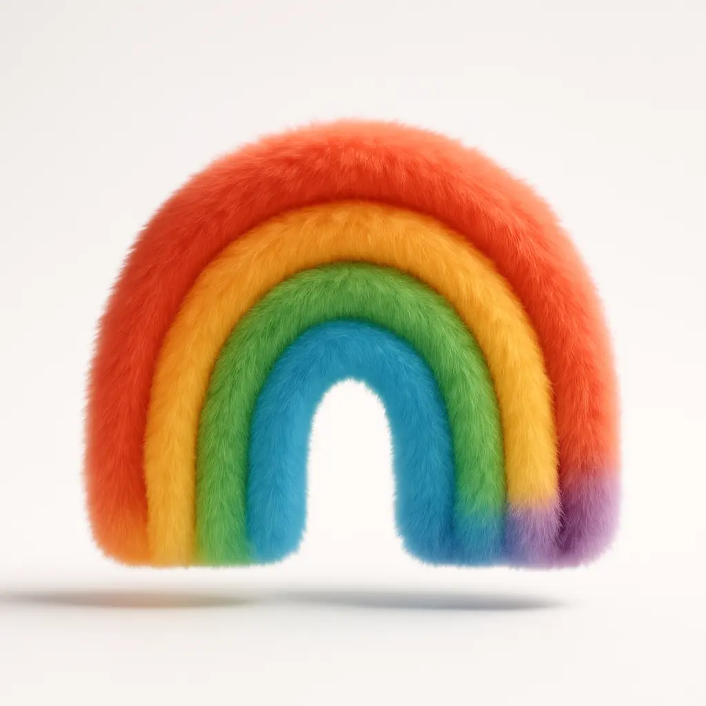 Fluffy rainbow icon in 3D effect