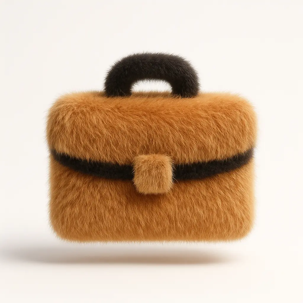 Fluffy briefcase icon with 3D quality