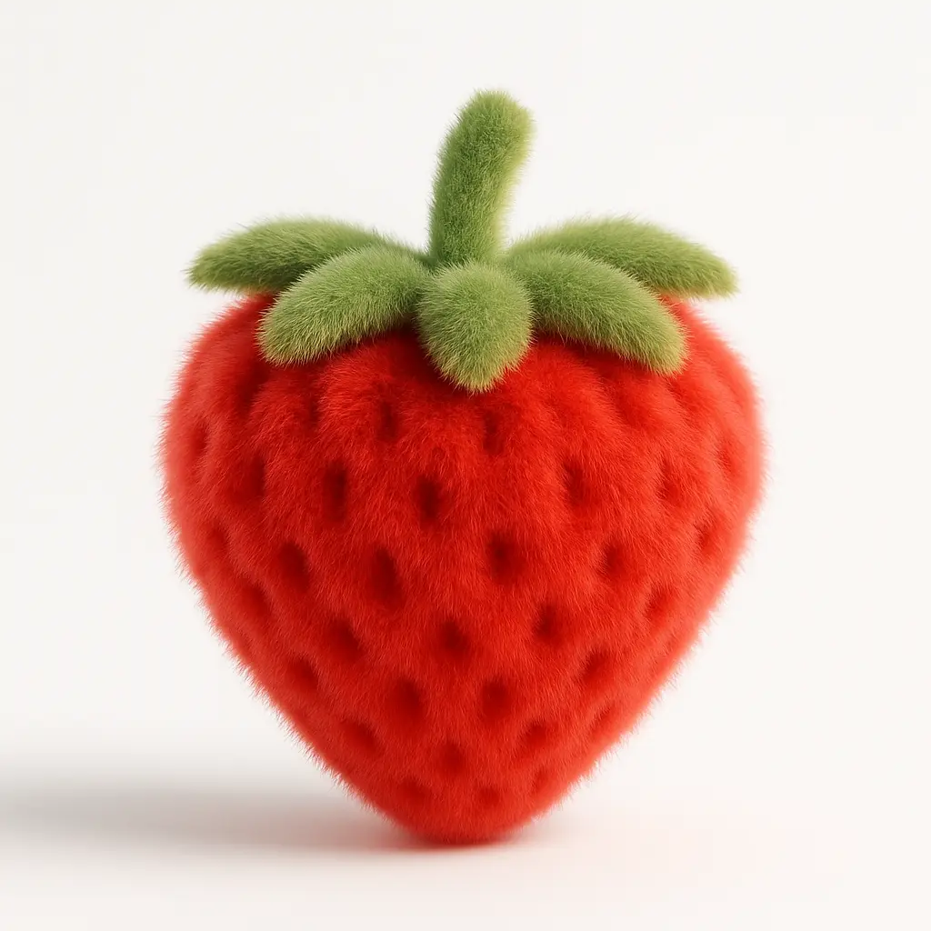 Fluffy strawberry icon with 3D aspect