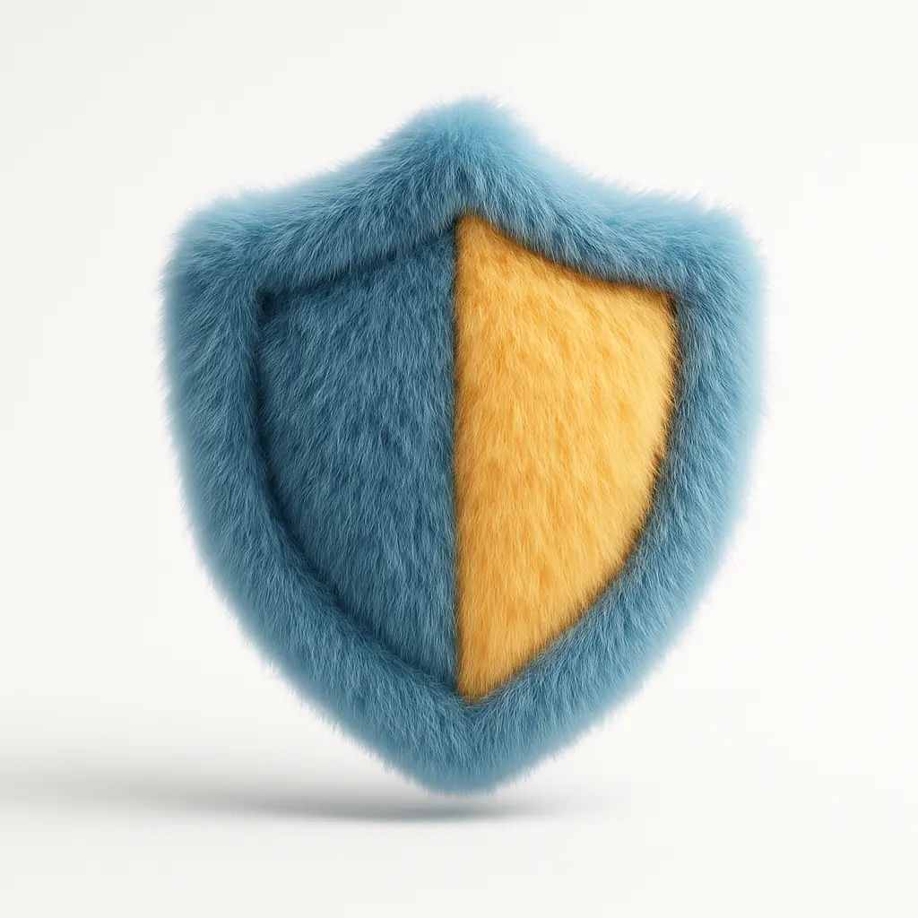 Fluffy shield icon 3D visualization