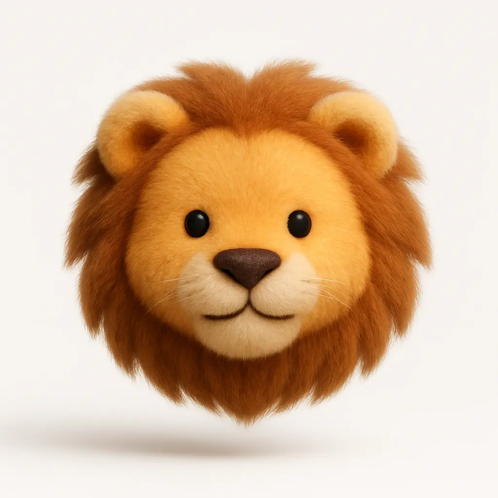 3D fluffy lion icon template