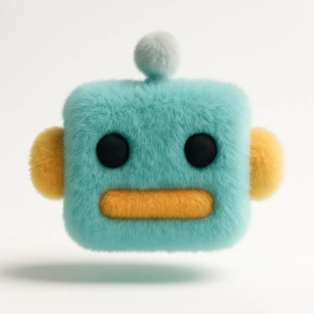 3D fluffy robot icon template