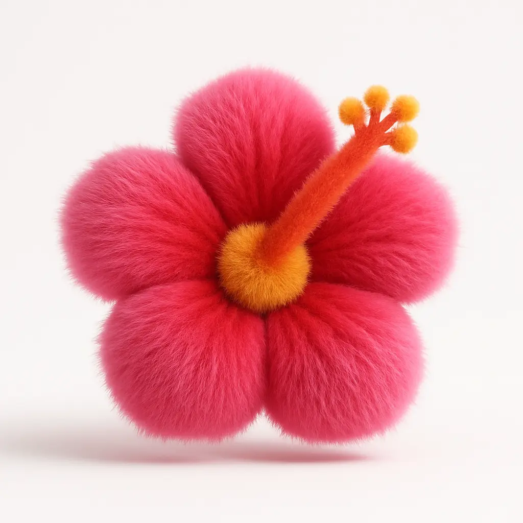 Fluffy hibiscus flower icon in 3D