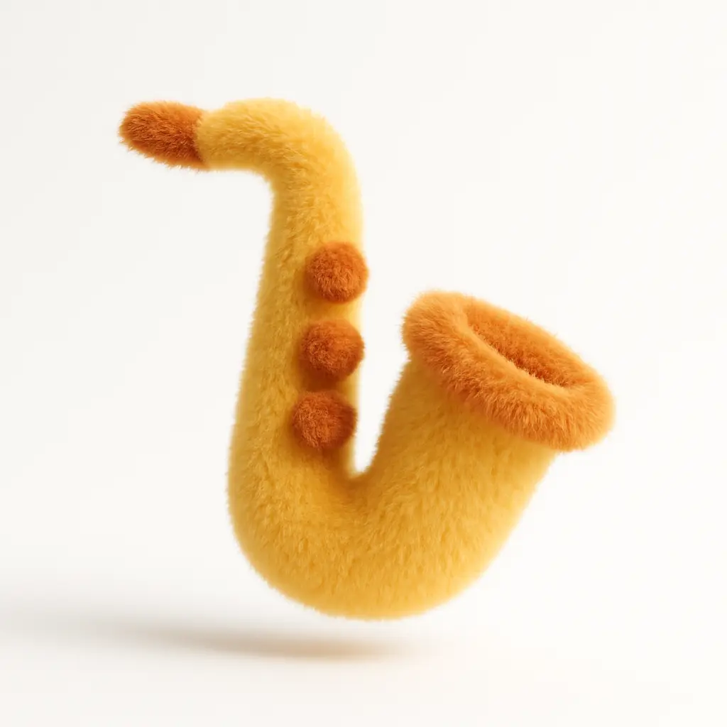 3D fluffy saxophone icon template