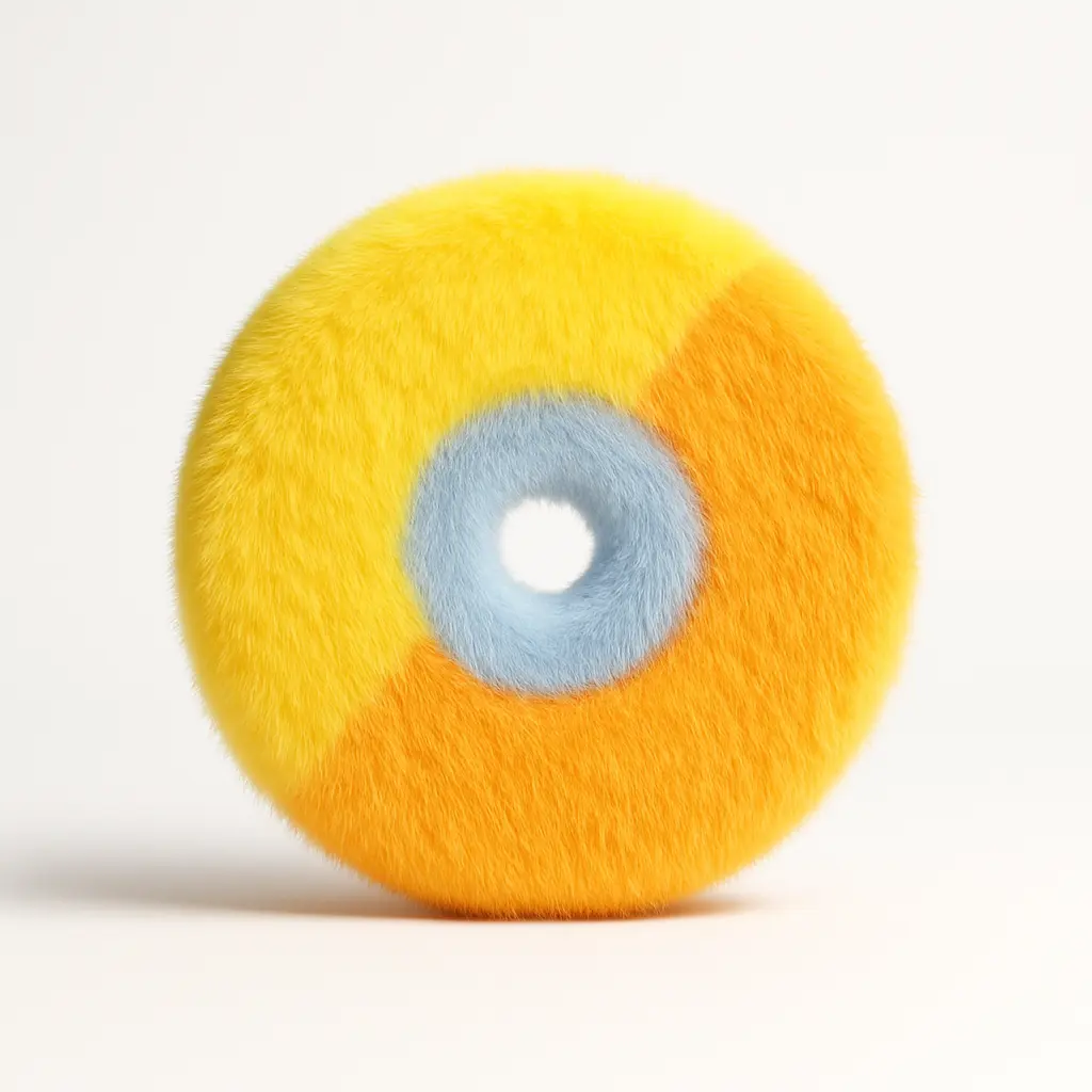 Fluffy disc icon 3D rendering