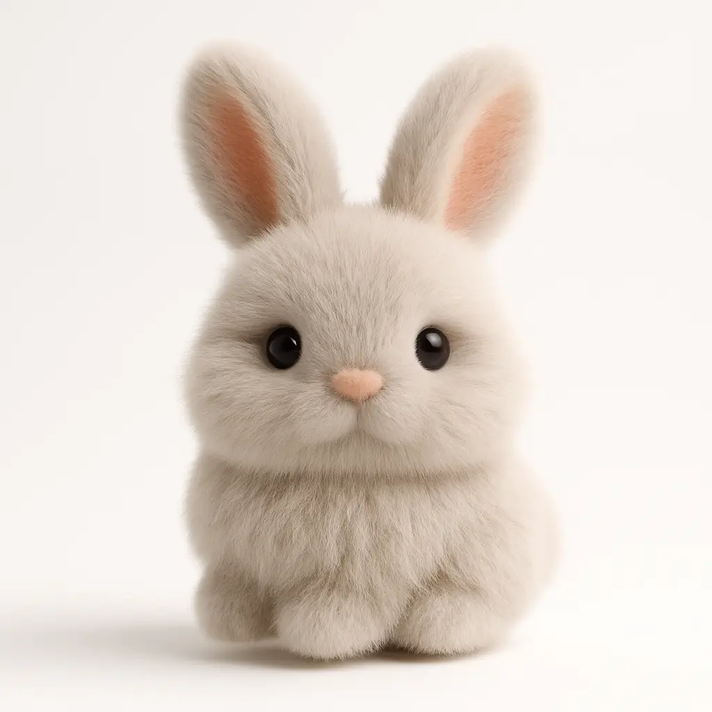 Fluffy bunny icon 3D rendering