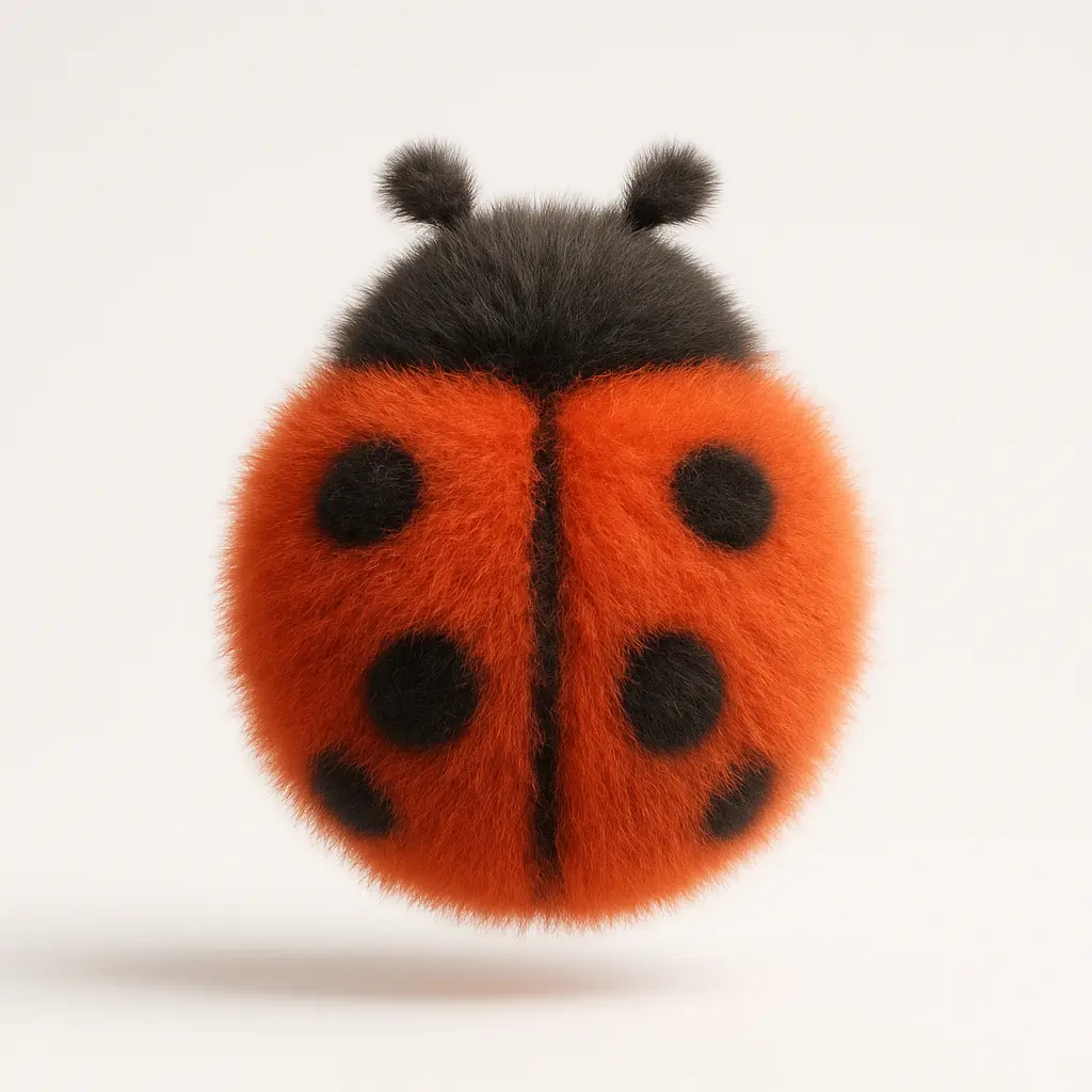 Fluffy ladybug icon 3D rendering