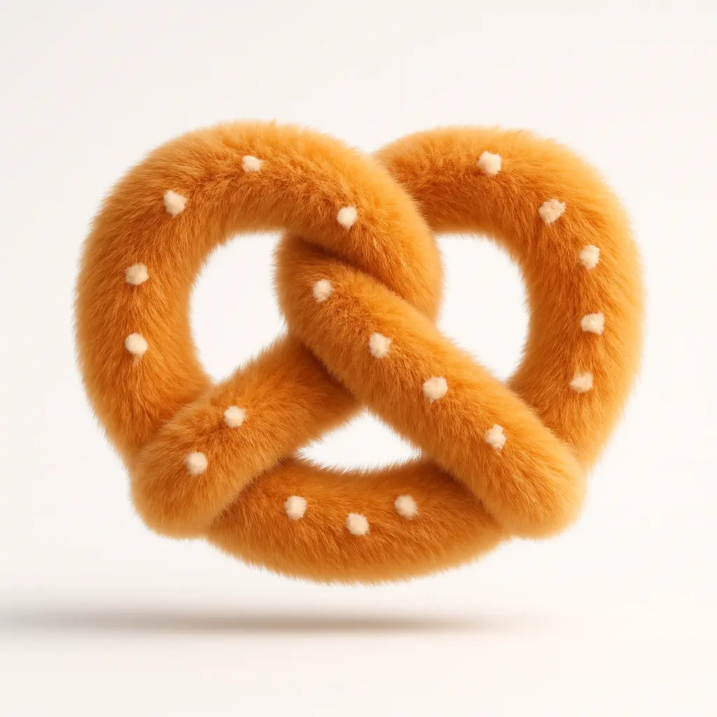 Fluffy pretzel icon with 3D effect