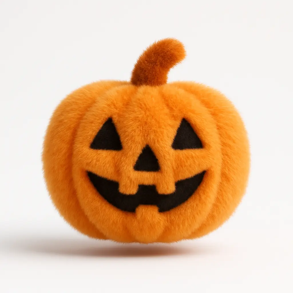 Fluffy pumpkin icon 3D rendering