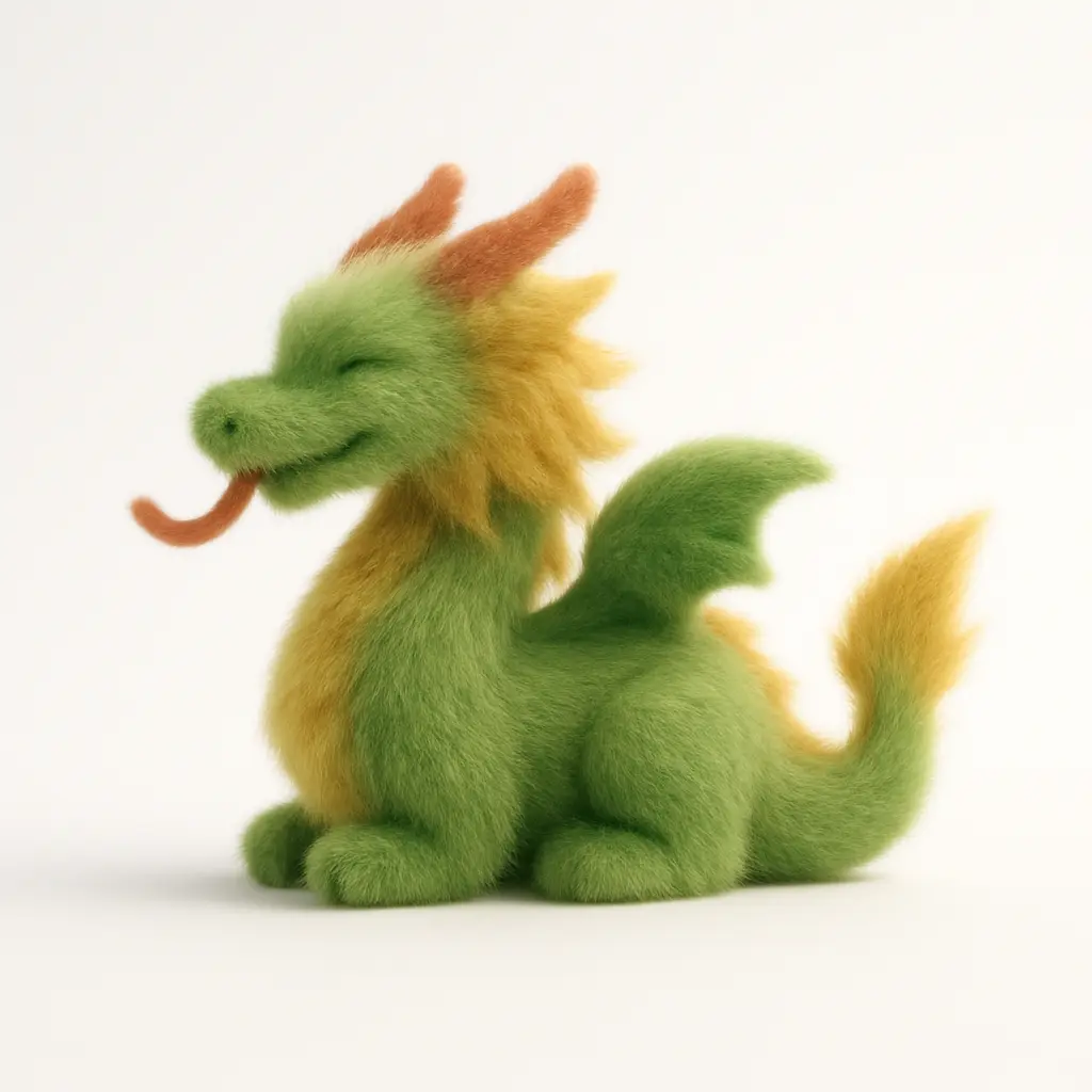 3D fluffy dragon icon template