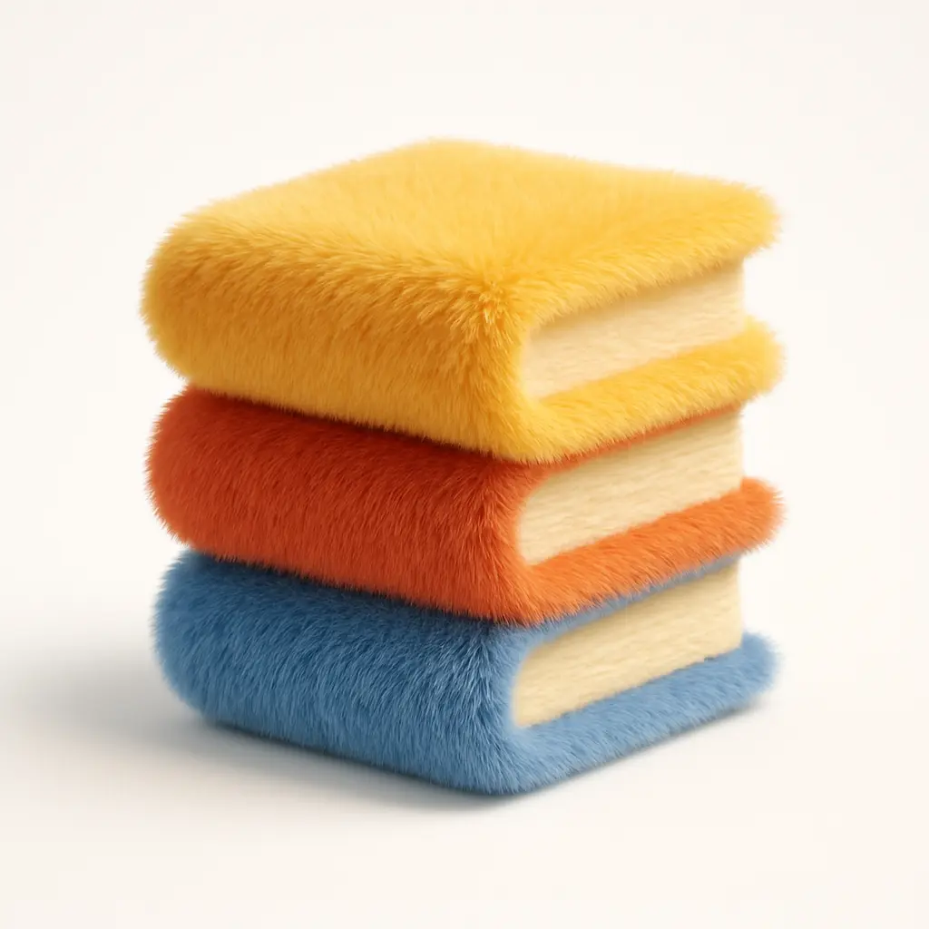 Fluffy stack of books icon 3D