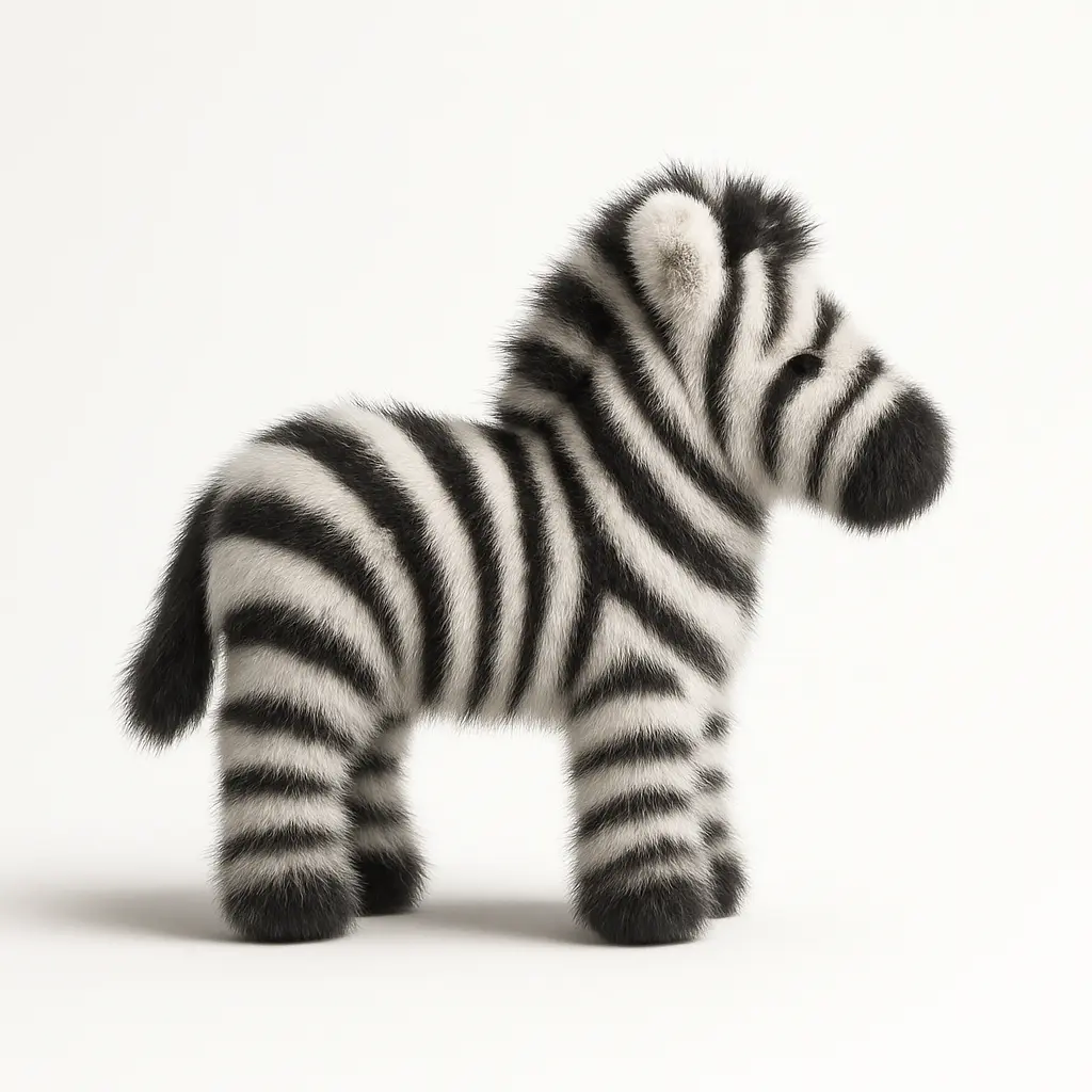 3D fluffy zebra icon template